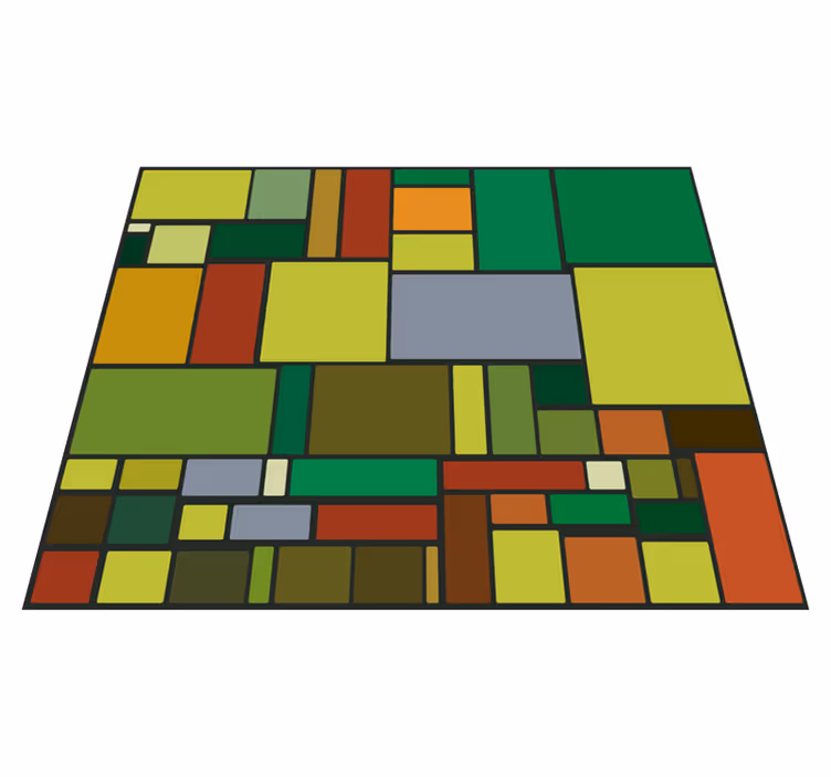 Flerfarget retro mosaikk geometriske vinyl teppe - Tenstickers