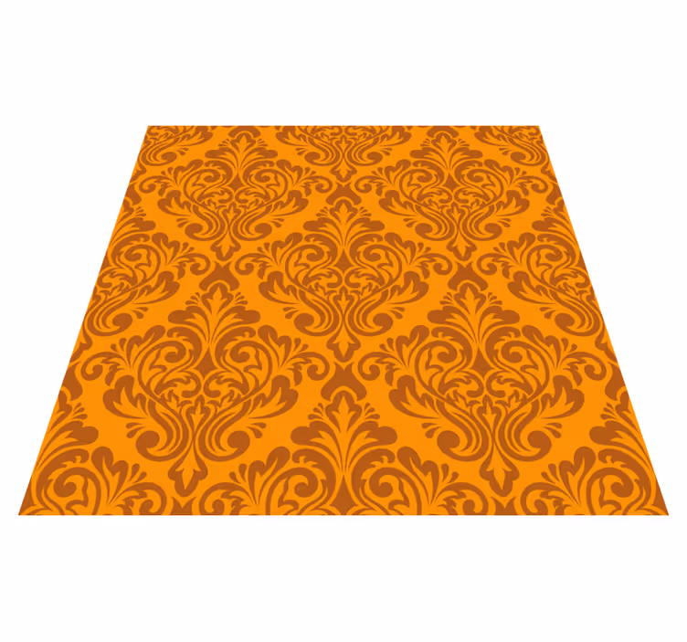 Vintage damask oransje vinyltepper - Tenstickers