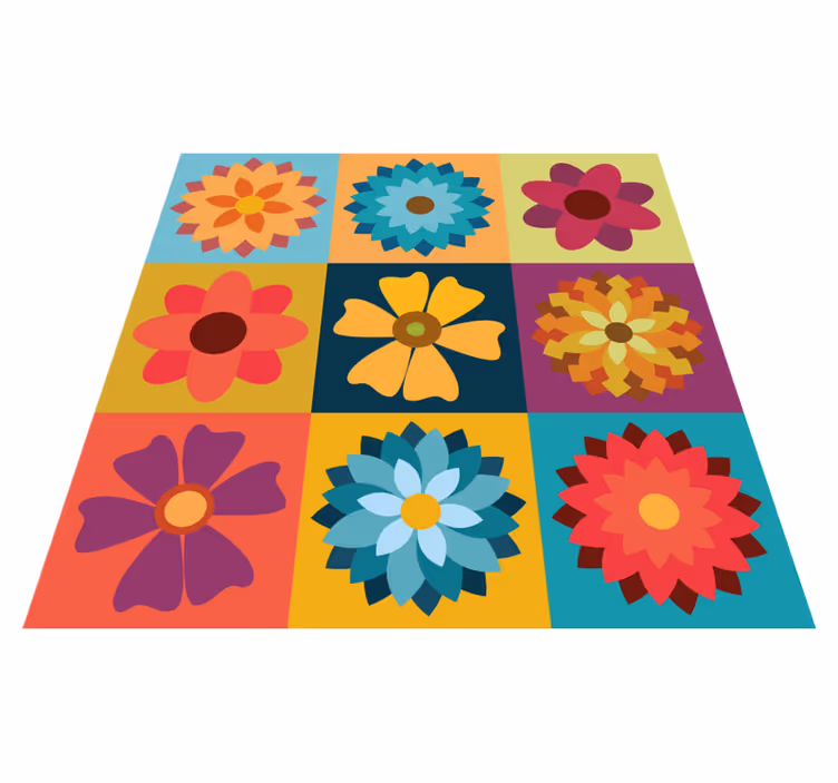 Flerfargede hippieblomster hydrauliske vinylteppe - Tenstickers