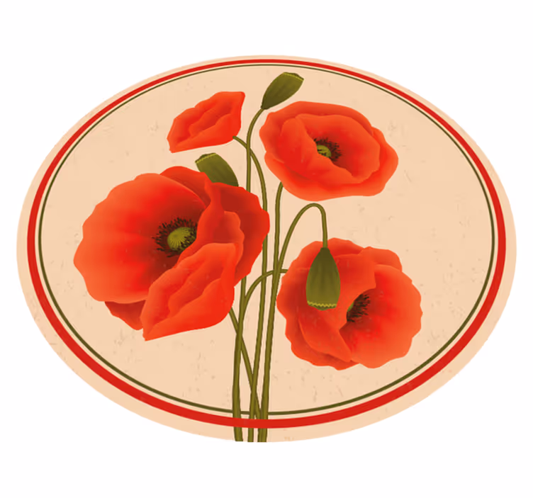 Røde valmuer blomst vinyltepper - Tenstickers