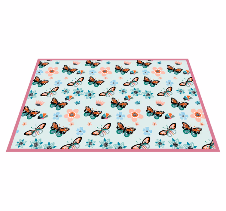 Blomster og sommerfugler soveroms vinylteppe - Tenstickers