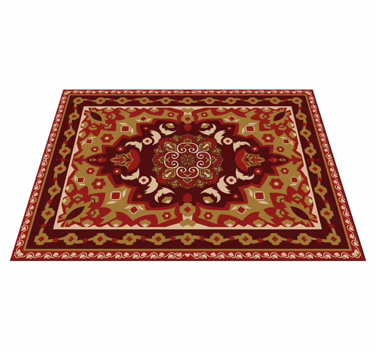 Floral geometrisk vintage design spiseroms vinylteppe - Tenstickers