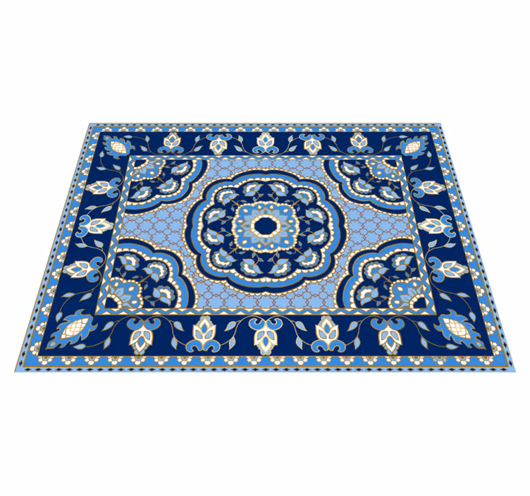 Orientalsk blå design spiseroms vinylteppe - Tenstickers