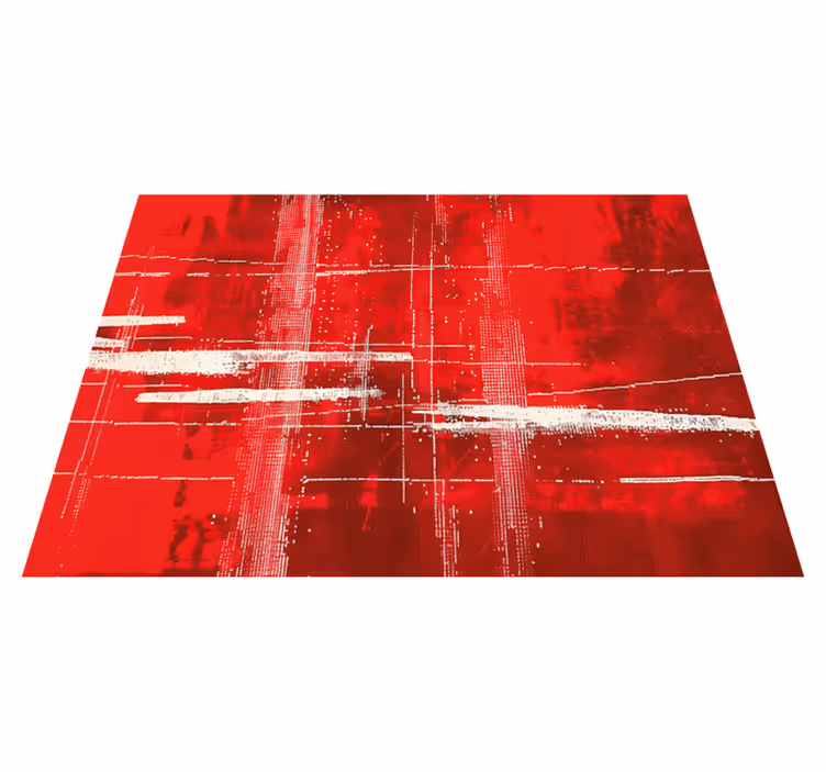 Moderne linjemønster vinyl teppe rød - Tenstickers