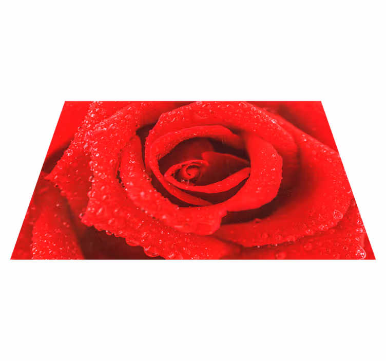 Rose blomst vinyl teppe rød - Tenstickers