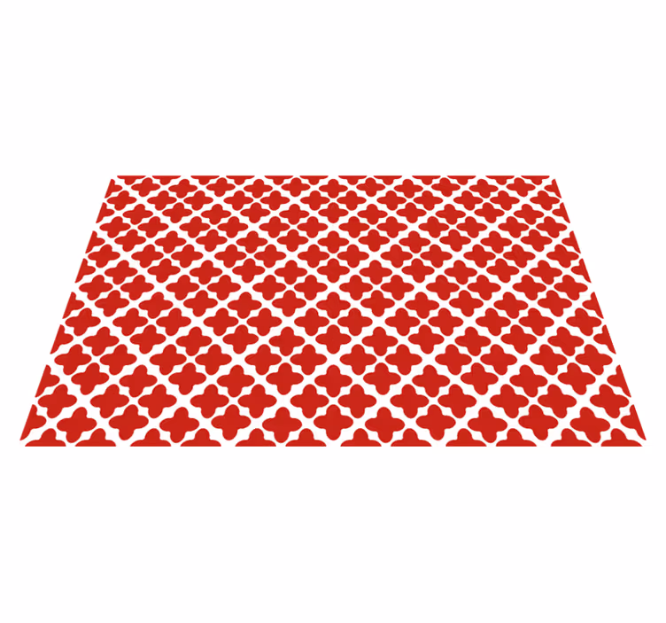 Hvitt geometrisk mønster vinyl teppe rød - Tenstickers
