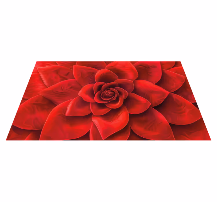 Design av blomsterblad vinyl teppe rød - Tenstickers