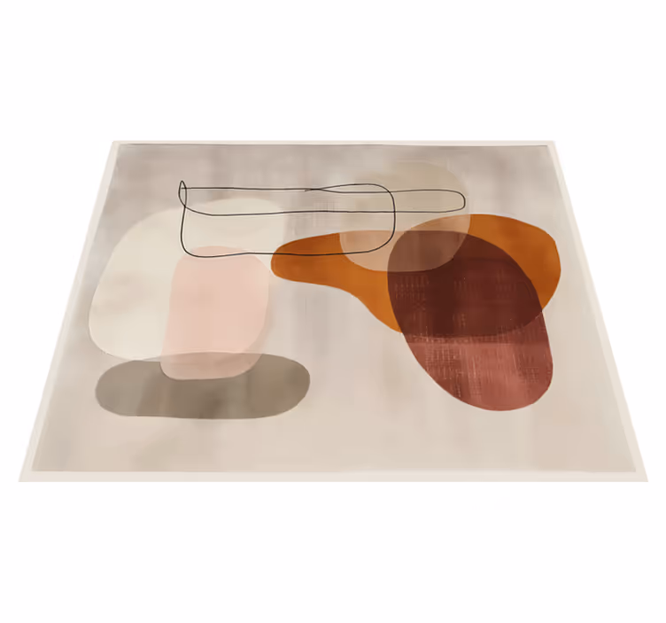 Abstrakte former vinyl teppe beige - Tenstickers