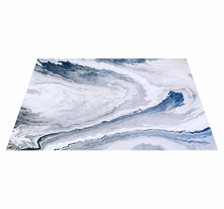 Minimalistisk blå og grå marmor vinylteppe - Tenstickers