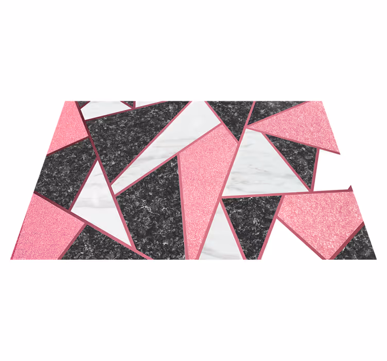 Rosa og grå geometriske former marmor vinylteppe - Tenstickers