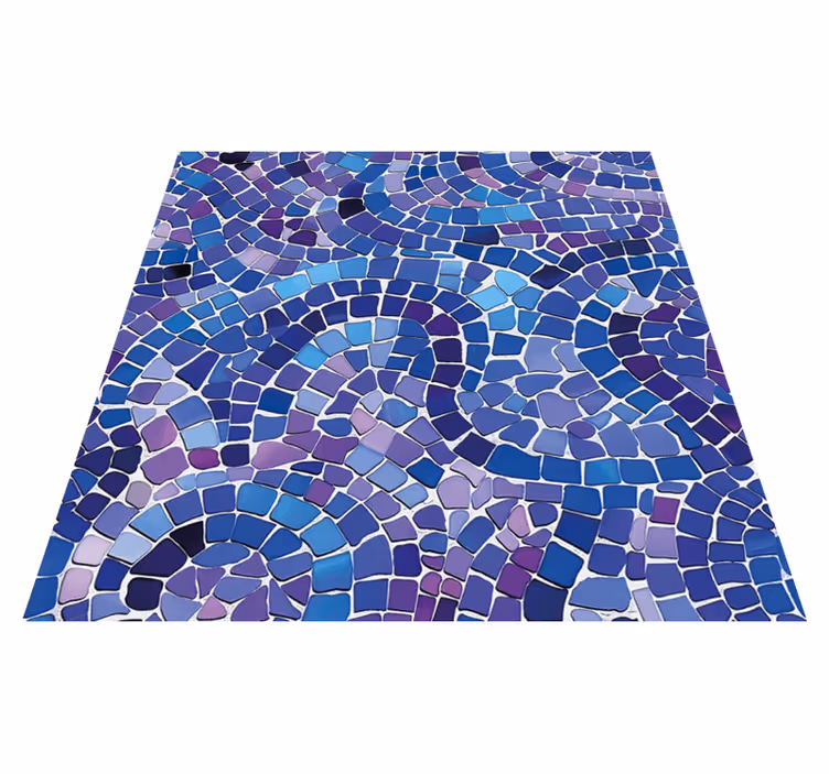 Mosaikkeffekt vinyl teppe blå - Tenstickers