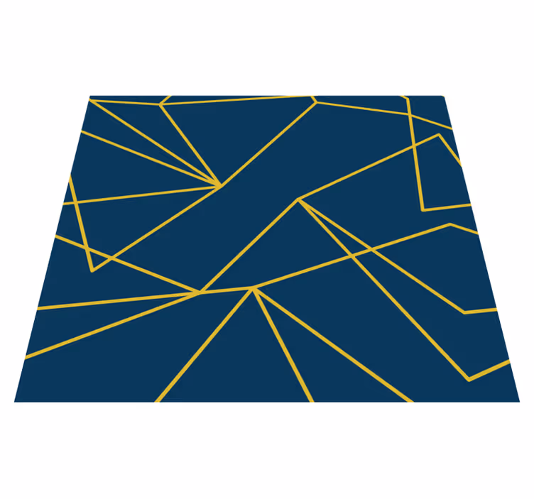 Geometriske gulllinjer vinyl teppe blå - Tenstickers