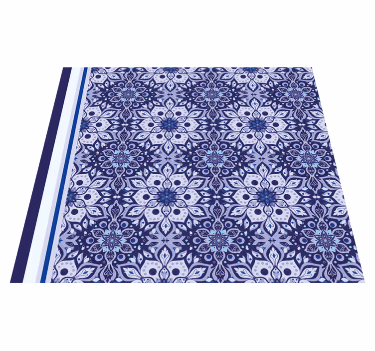 Vintage blomsterdesign vinyl teppe blå - Tenstickers