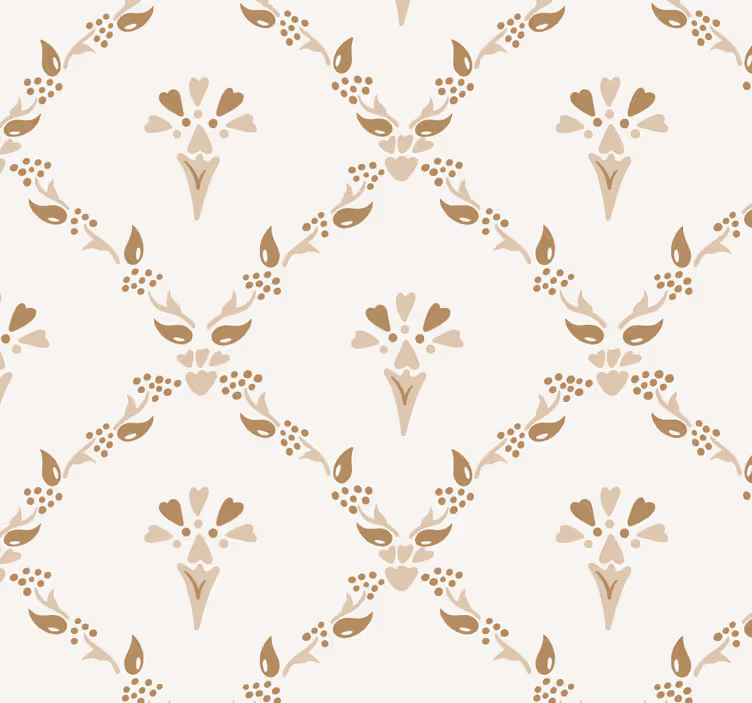 Sekskantet blomstermønster tapet beige - Tenstickers