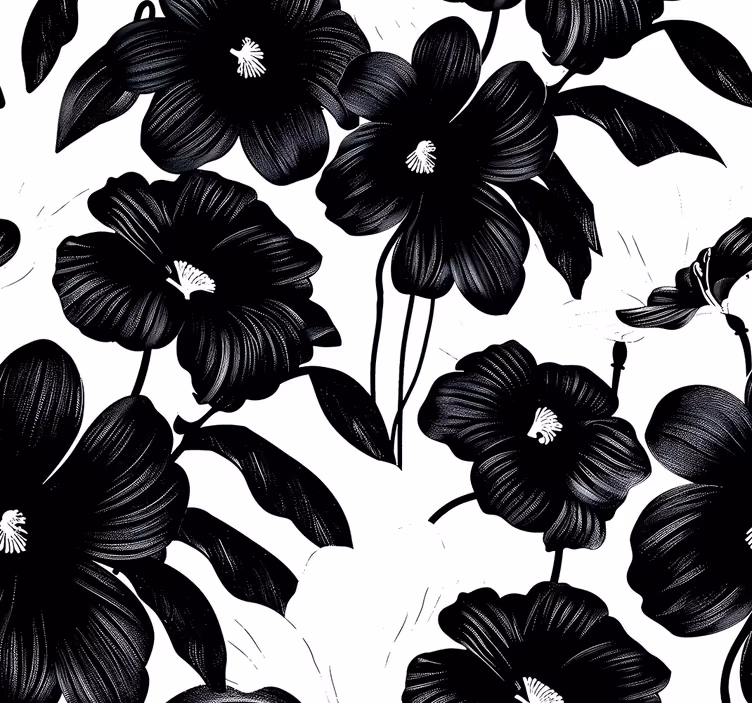 Tapet blomster svart valmue - Tenstickers