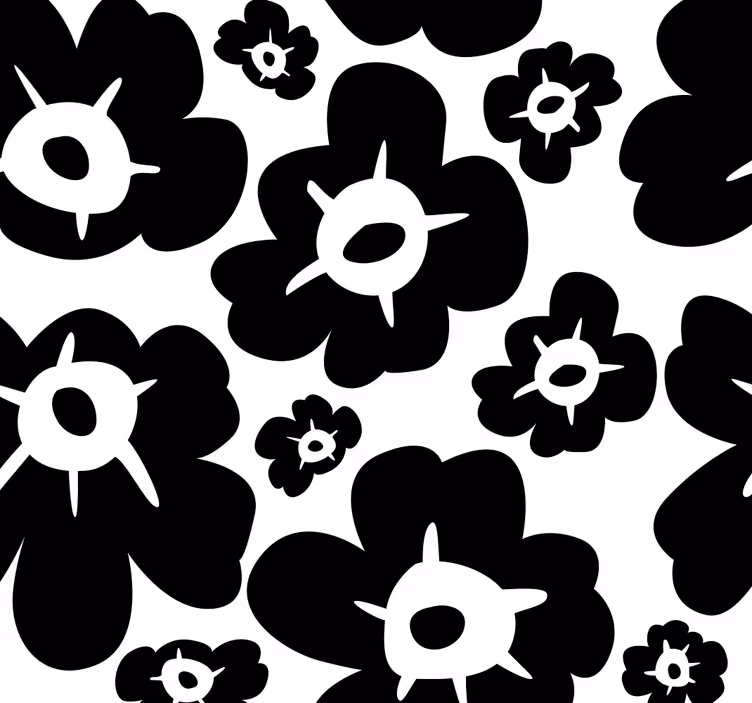 Svart valmue tapet blomster - Tenstickers