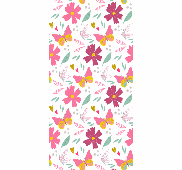 Fargerikt blomstermønster tapet sommerfugl - Tenstickers