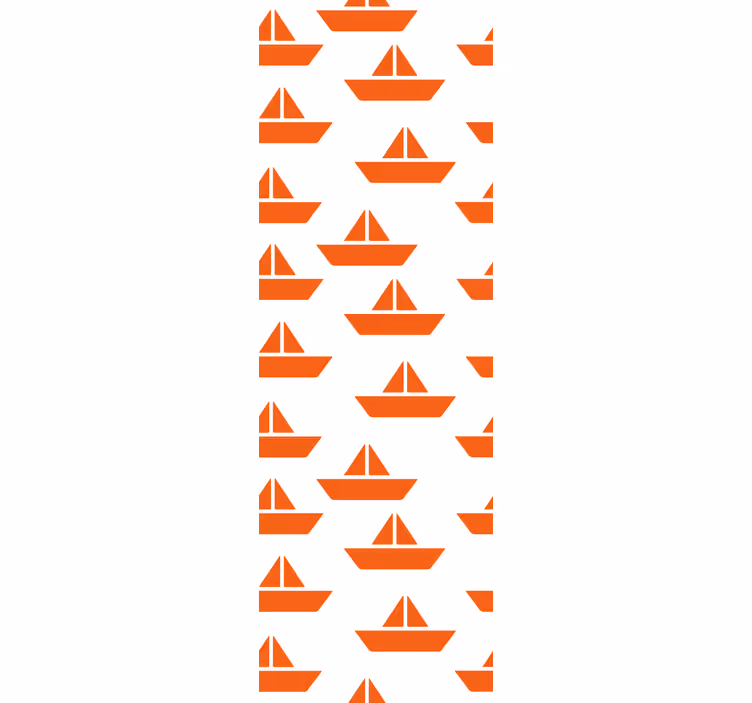 Oransje seilbåtmotiv tapet barn - Tenstickers