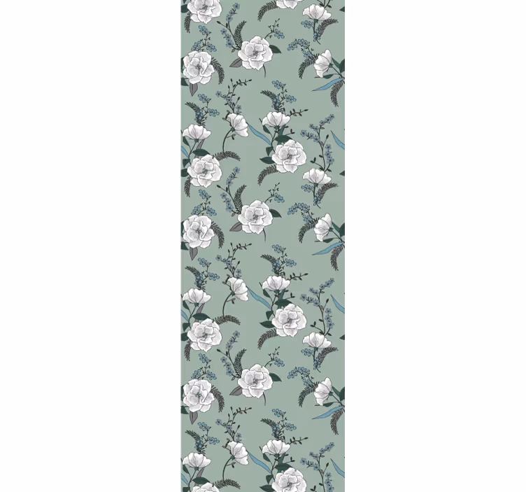 Elegant blomstrende grønt motiv tapet blomster - Tenstickers