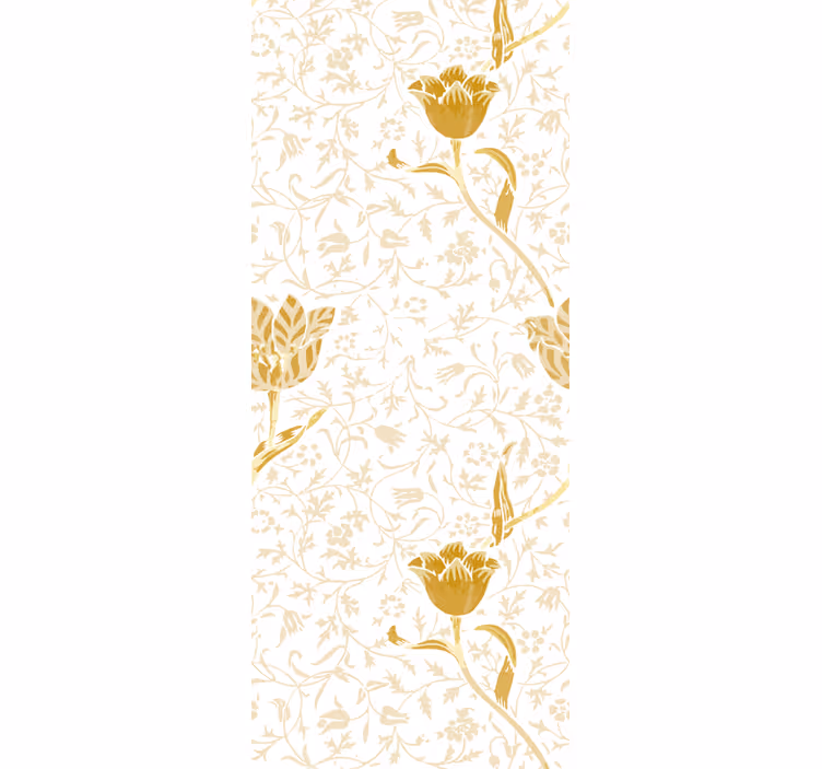 Gyllen blomsterdesign tapet blomster - Tenstickers