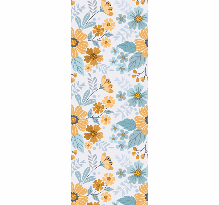 Sommerfugl blomsterarrangement tapet blomster - Tenstickers