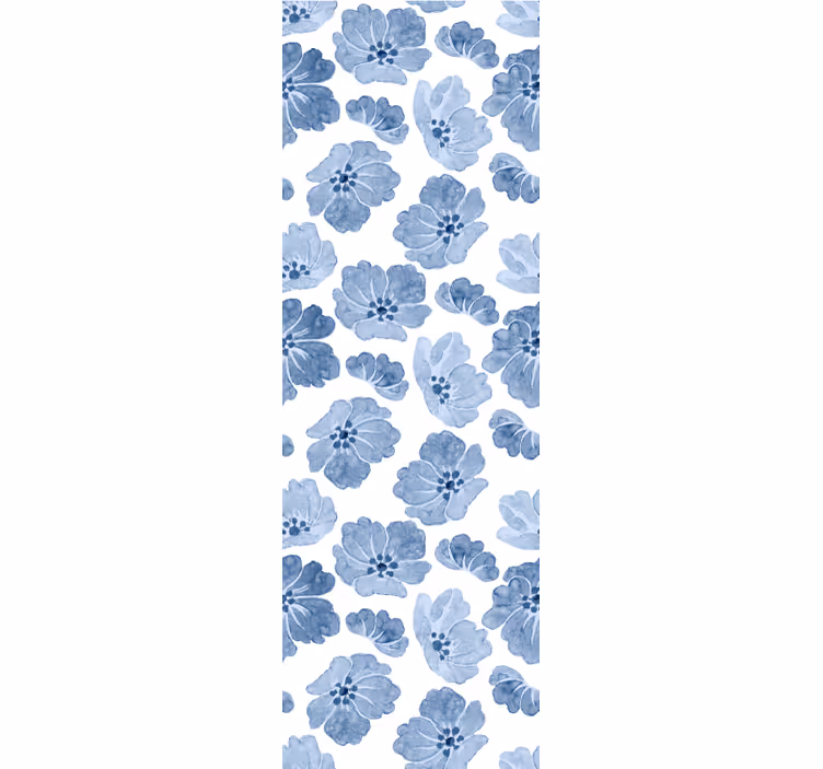 Blått og hvitt blomstermønster tapet blomster - Tenstickers