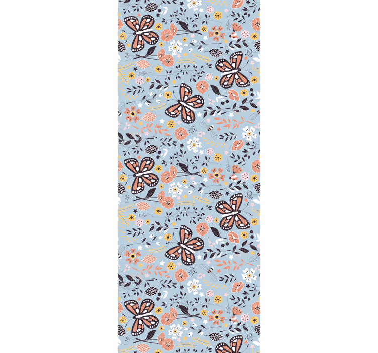 Sjarmerende blomstermotiver tapet sommerfugl - Tenstickers