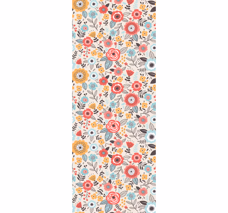 Fargerik blomsterdesign tapet blomster - Tenstickers