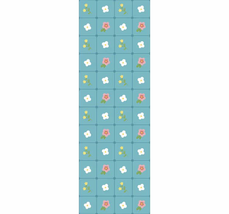 Blomstrende blå motiver tapet fliser - Tenstickers