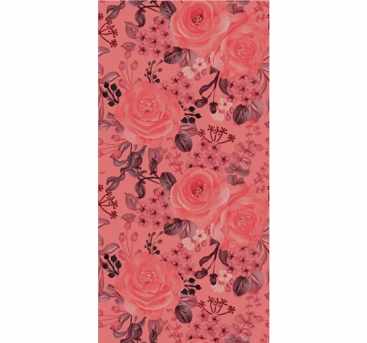 Rosa rose blomstre tapet blomster - Tenstickers