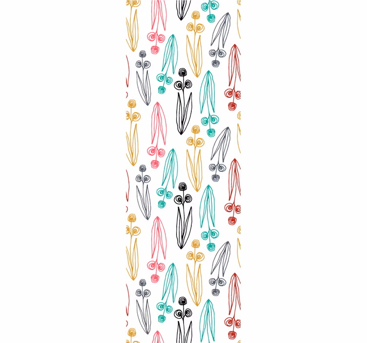 Fargerike blomsterelementer tapet blomste - Tenstickers