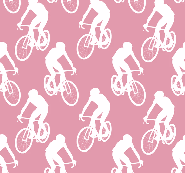 Hvitt syklistmønster tapet rosa - Tenstickers