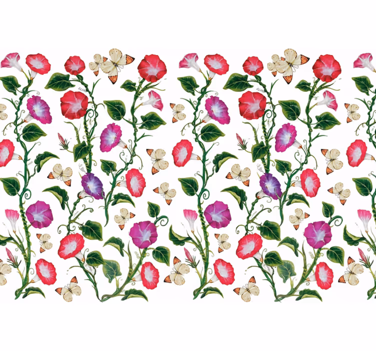 Tapet blomster rosa og lilla trompetblomster - Tenstickers