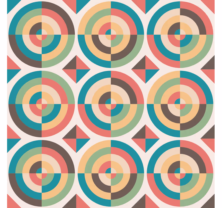Tapet geometriske former retro abstrakte former - Tenstickers