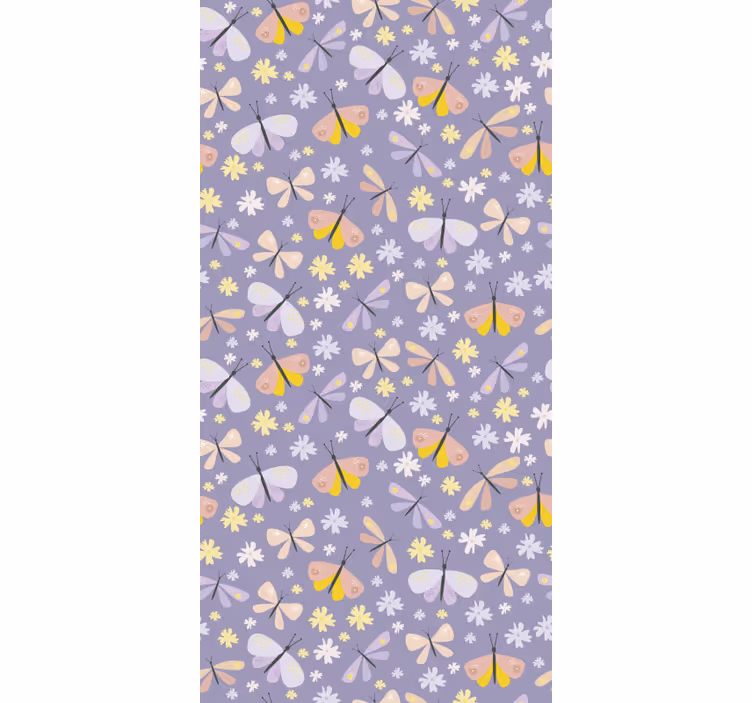 Lilla elegante blomster tapet sommerfugl - Tenstickers