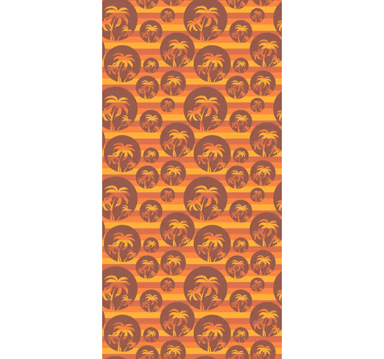 Tapet natur retro solnedgang og palmer - Tenstickers