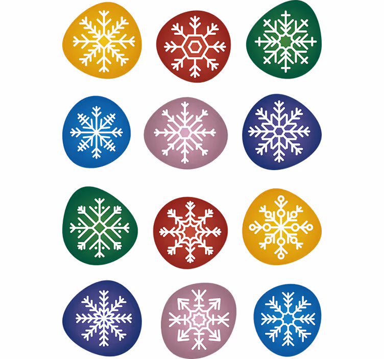 Jul tapet fargerike snøfnugg - Tenstickers