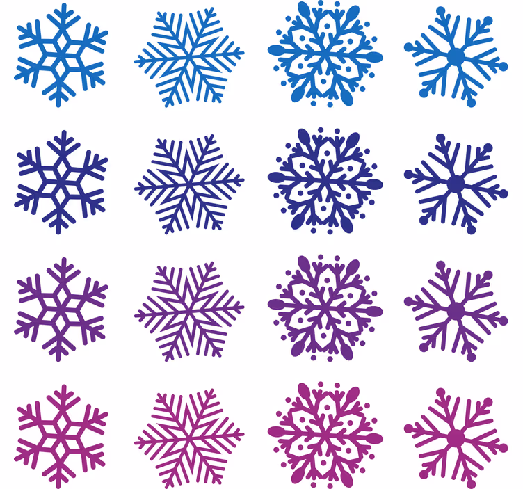 Jul tapet lilla og blå snøfnugg - Tenstickers