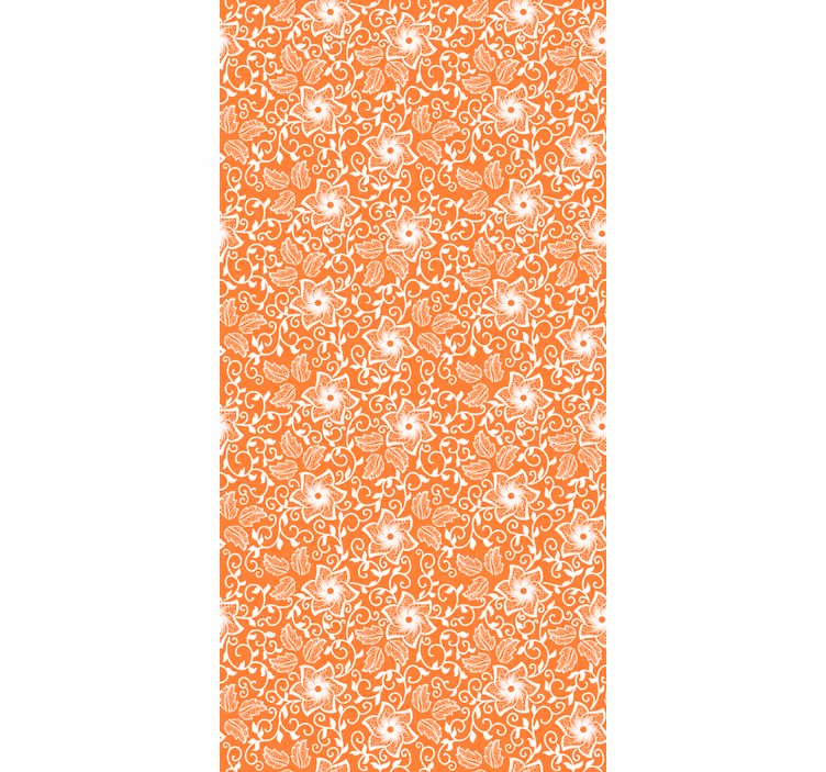 Tapet blomster paisley oransje mønster - Tenstickers
