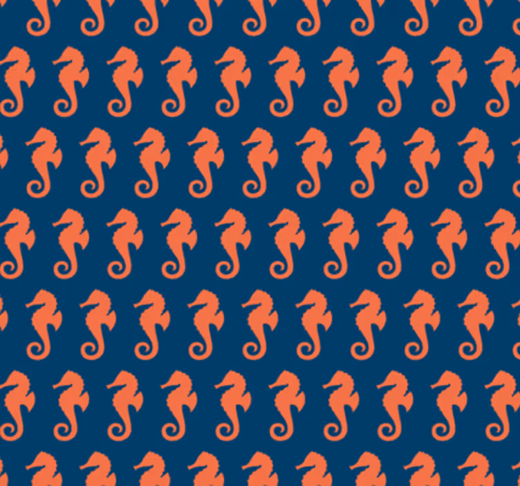 Tapet soverom med oransje sjøhest mønster - Tenstickers