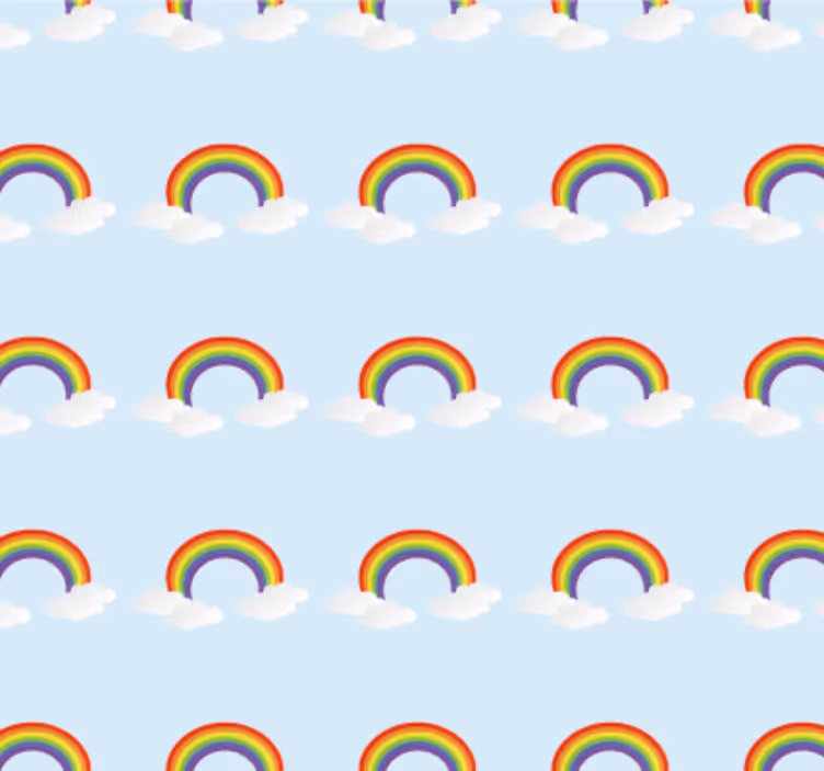 Tapet soverom fargerik fin regnbue og skyer - Tenstickers