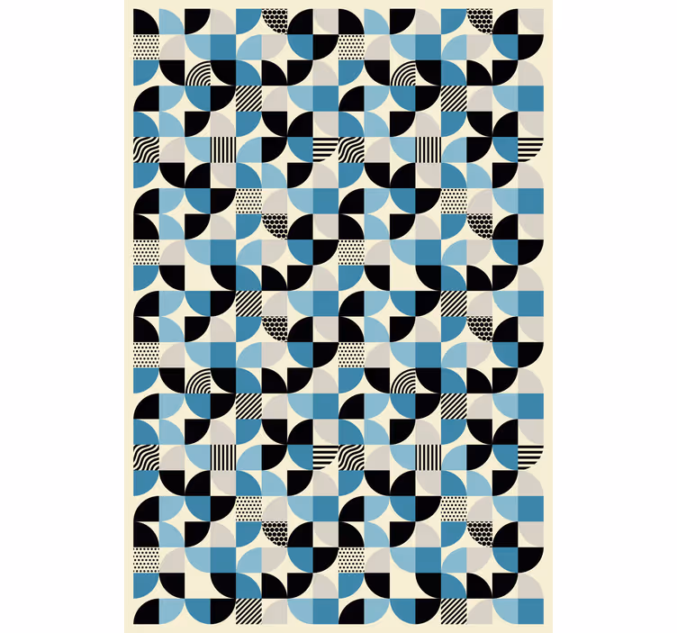 Tapet pynt retro blå bauhaus mønster - Tenstickers