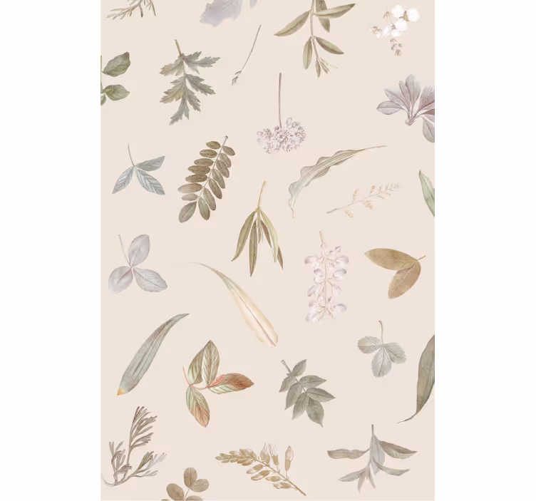 Tapet grønne blader med blomstermotiv - Tenstickers