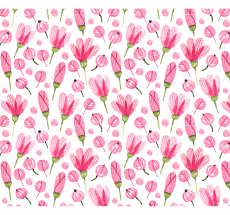 Tapet stue rosa blomster mønster - Tenstickers