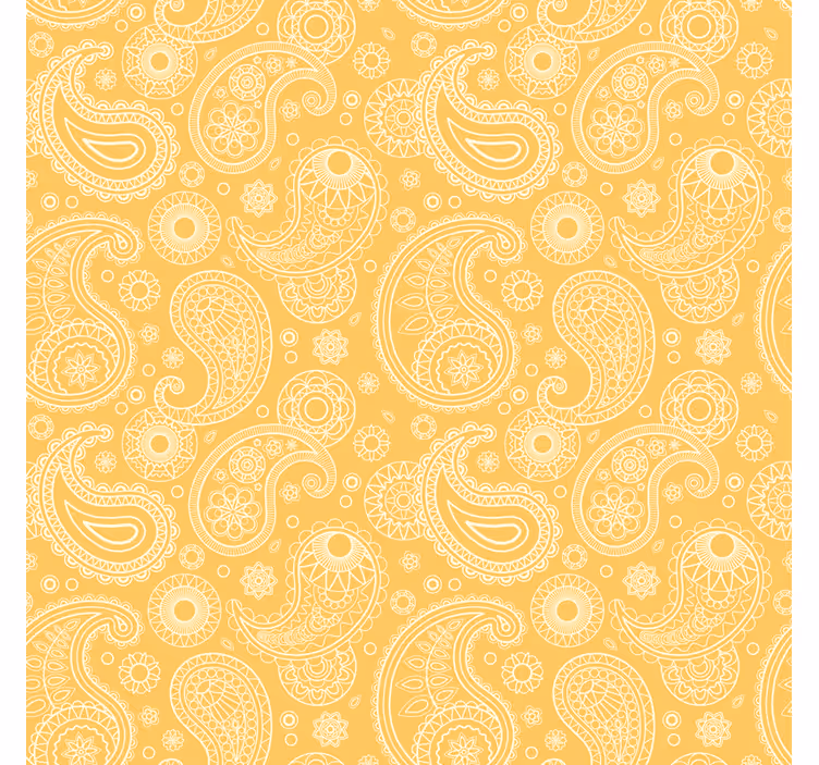 Tapet stue arabisk gul paisley - Tenstickers