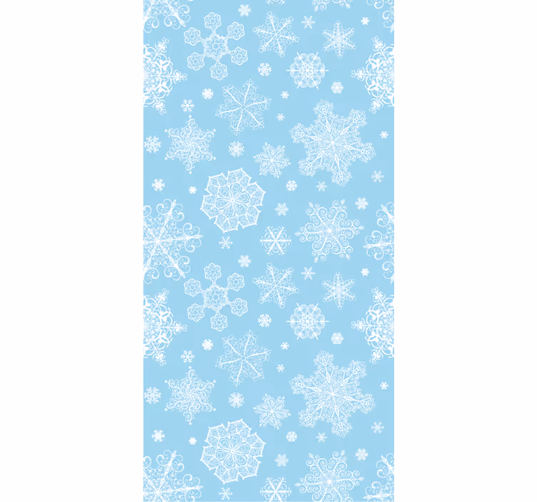 Tapet soverom hvite snøfnugg på blå bakgrunn - Tenstickers