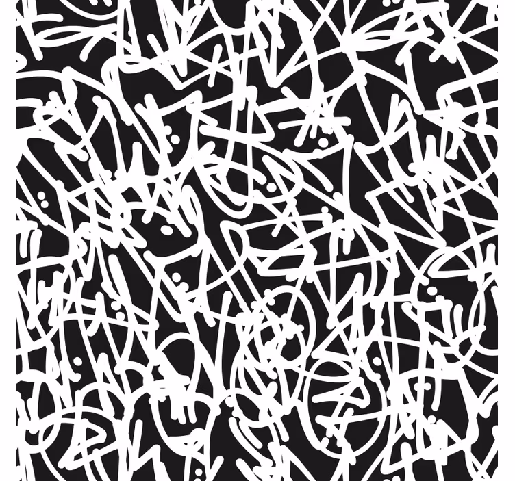 Tapet soverom svart og hvit graffiti - Tenstickers