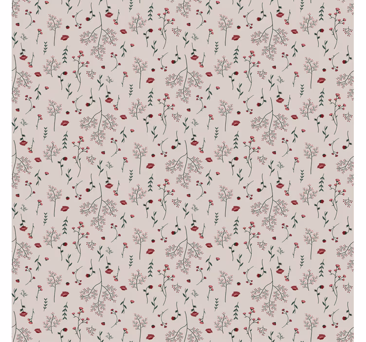 Tapet mønstre minimalistisk rødt blomstermønster - Tenstickers