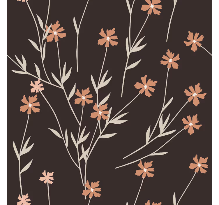 Tapet mønstre brune blomster kallax - Tenstickers