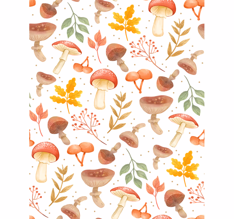Tapet mønstre håndmalte sopper - Tenstickers